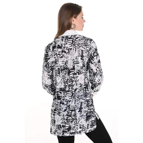 Frank Lyman Design - Chemise Longue à manches 3/4 Noir et Blanc Medium