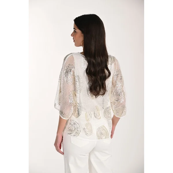 Frank Lyman Design - Haut en tricot Blanc cassé et Doré X-Large