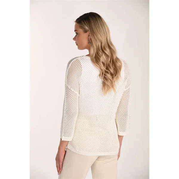 Frank Lyman Design - Haut en tricot filet métallique Blanc cassé Small