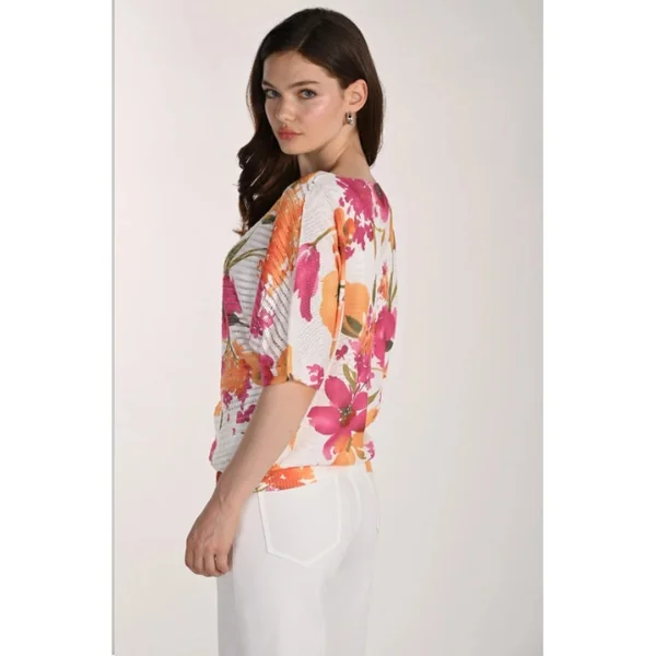 Frank Lyman Design - Haut en tricot fleuri Blanc et Rose XX-Large
