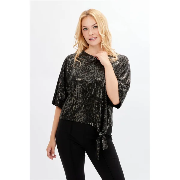Frank Lyman Design - Haut Léopard Manche 3/4 Noir et Doré 12