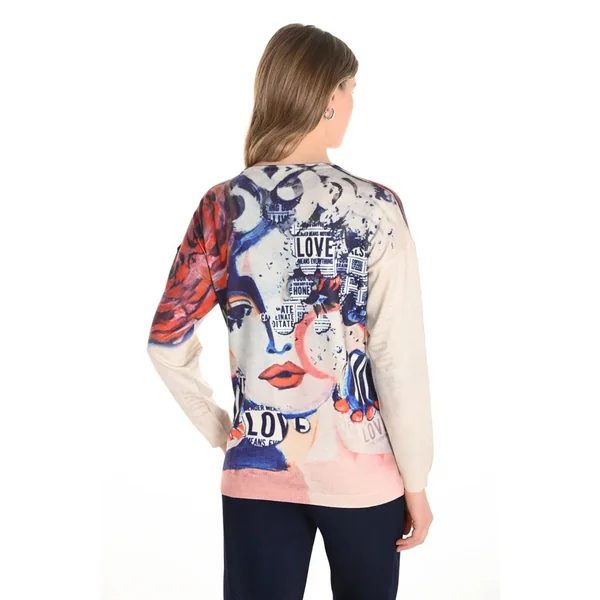 Frank Lyman Design - Haut à manche longue en tricot Beige multi X-Large