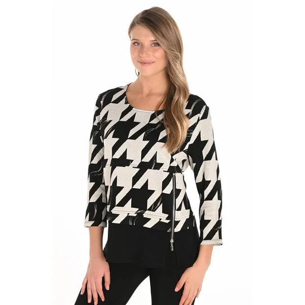Frank Lyman Design - Haut à manches longues en tricot Noir et Beige 6
