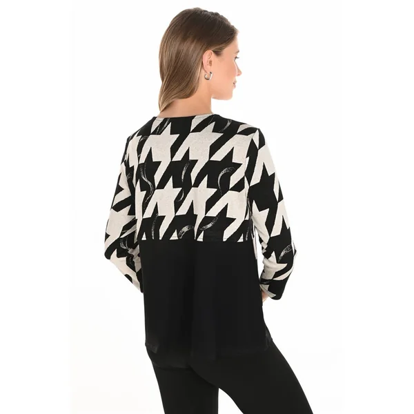 Frank Lyman Design - Haut à manches longues en tricot Noir et Beige 8