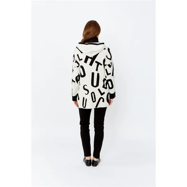 Frank Lyman Design - Veste à manches 3/4 avec capuchon Noir et Blanc Large