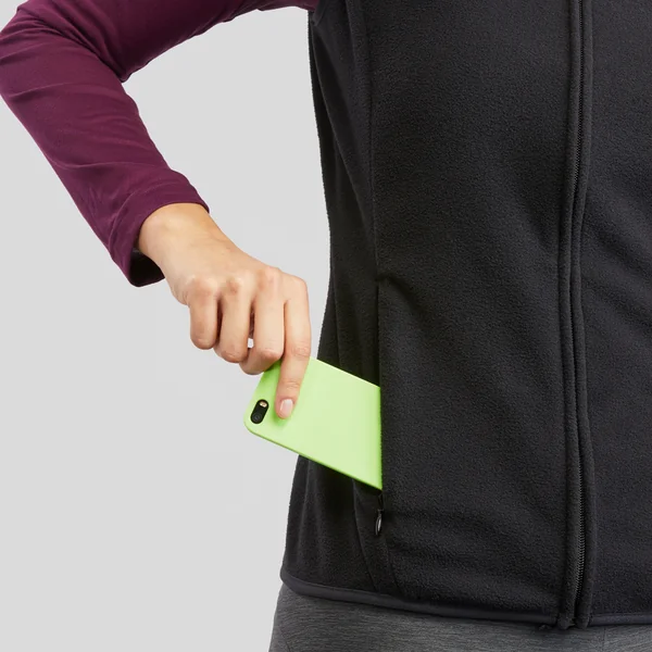 Gilet polaire de randonnée montagne femme, MH100 noir