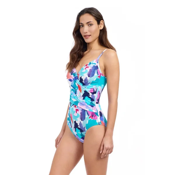 Gottex - Maillot une pièce col en V et bretelles ajustables Multi Blue 12