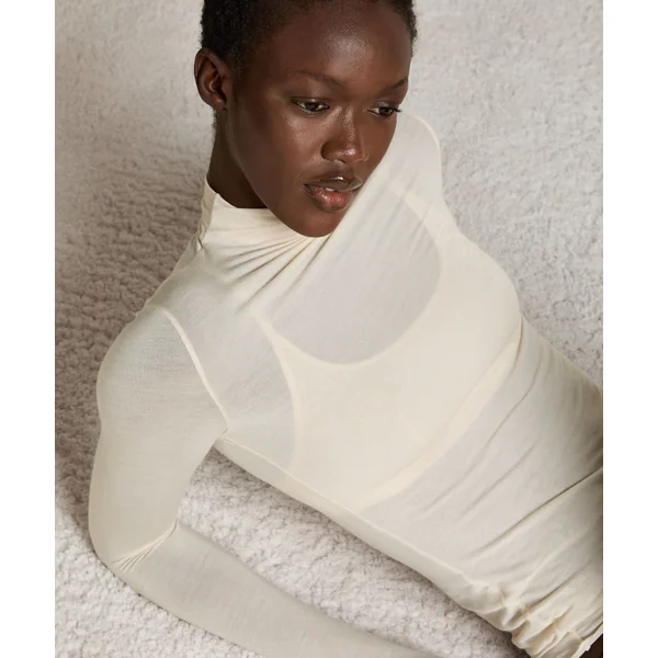 Haut avec cachemire à col roulé super soft - Blanc