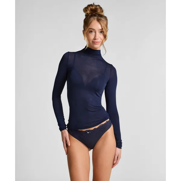 Haut avec cachemire à col roulé super soft - Bleu