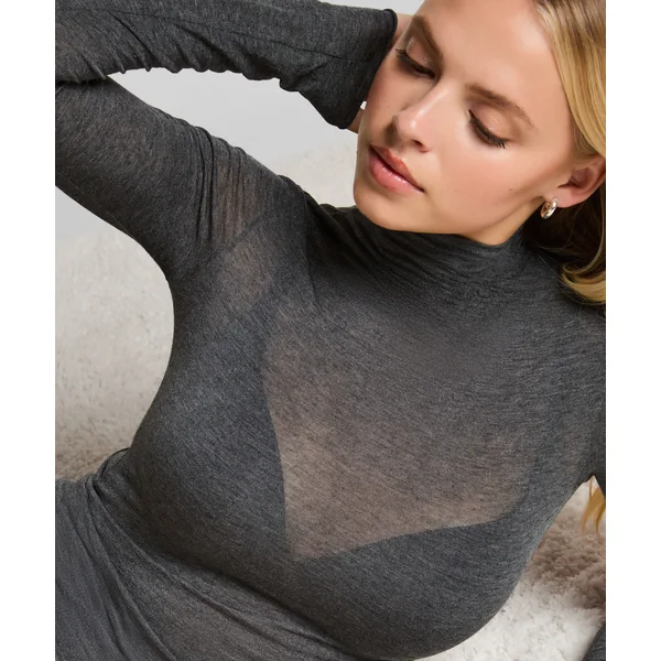 Haut avec cachemire à col roulé super soft - Gris