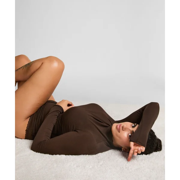 Haut avec cachemire à col roulé super soft - Marron