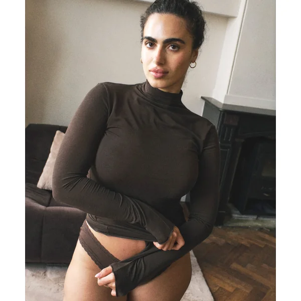 Haut avec cachemire à col roulé super soft - Marron