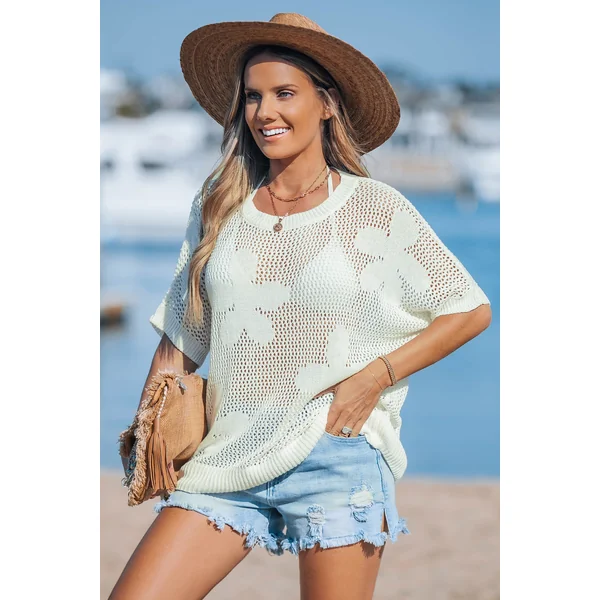 Haut cover up en tricot à manches courtes