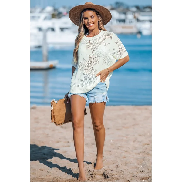 Haut cover up en tricot à manches courtes