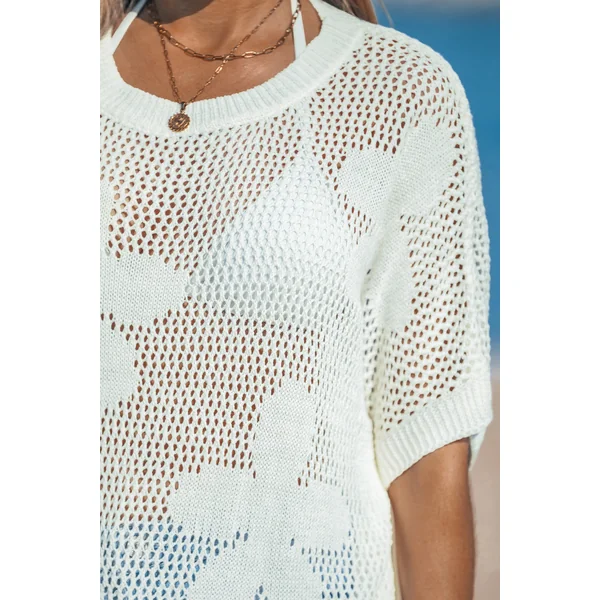 Haut cover up en tricot à manches courtes
