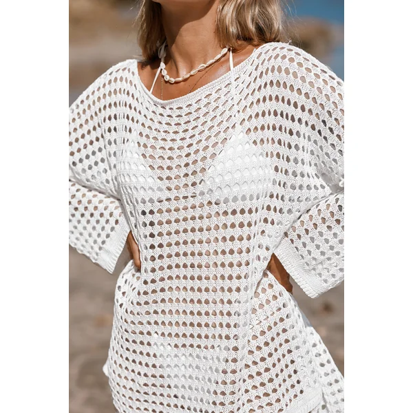 Haut cover up oversize à col bateau découpé