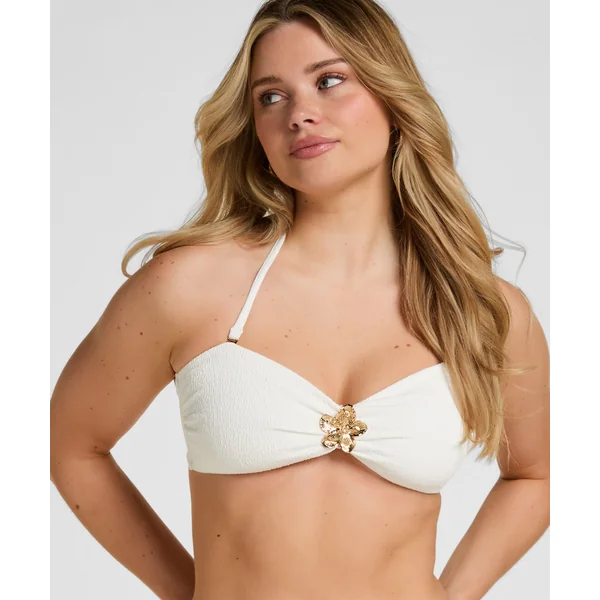 Haut de Bikini Bandeau Crinkle - Blanc