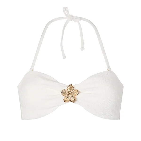Haut de Bikini Bandeau Crinkle - Blanc