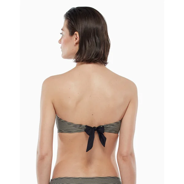Haut de maillot de bain avec armatures à rayures dorées et noires