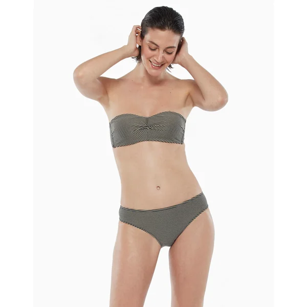 Haut de maillot de bain avec armatures à rayures dorées et noires