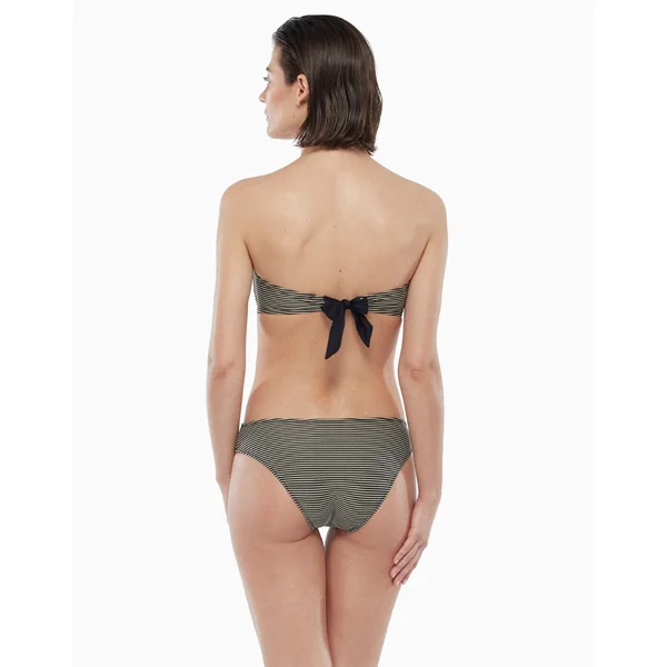 Haut de maillot de bain avec armatures à rayures dorées et noires
