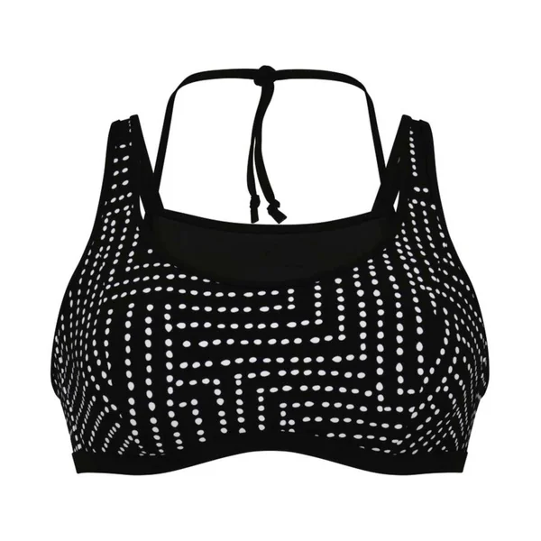 Haut de maillot de bain brassière pour prothèses noir avec pois blancs