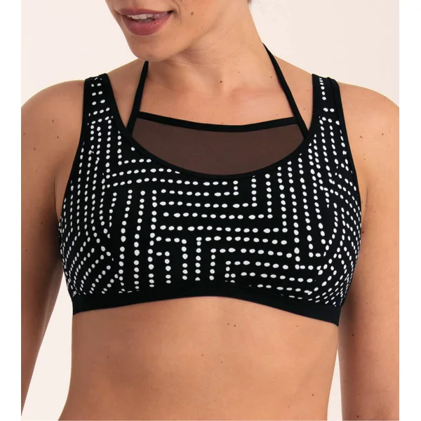 Haut de maillot de bain brassière pour prothèses noir avec pois blancs