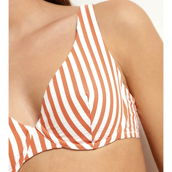Haut de maillot de bain femme armatures à rayures Écru Orange Dim Swimwear