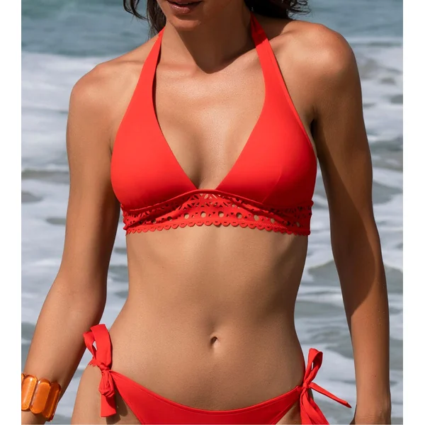Haut de maillot de bain triangle AJOURAGE COUTURE Orange Couture