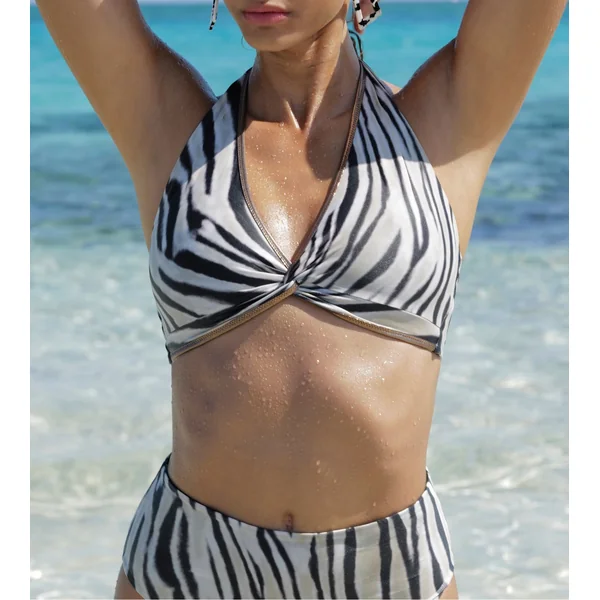 Haut de maillot de bain triangle à nouer La Tigre Blanc