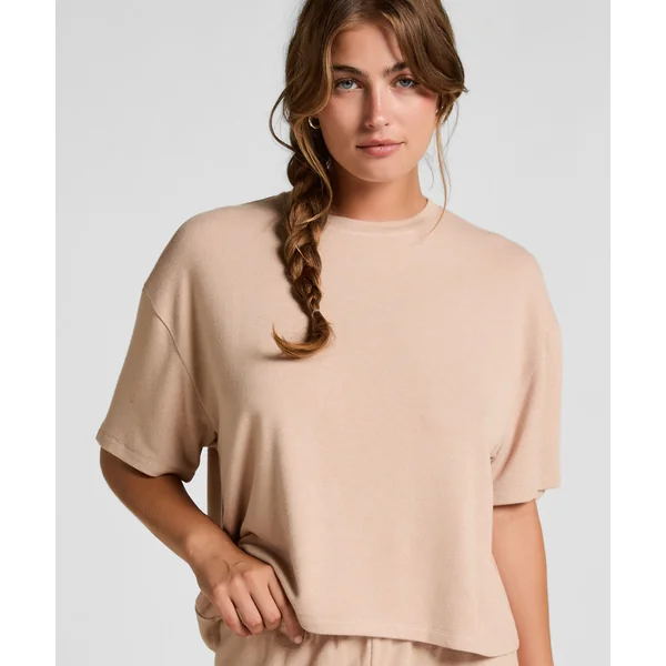 Haut de pyjama en jersey brossé - Beige