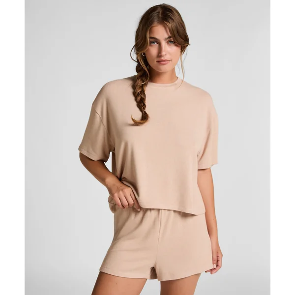 Haut de pyjama en jersey brossé - Beige