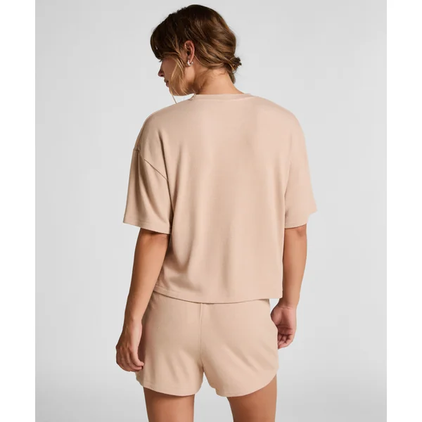 Haut de pyjama en jersey brossé - Beige