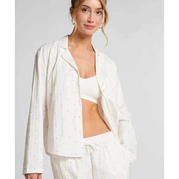 Haut de Pyjama Jacquard Manches Longues - Bleu