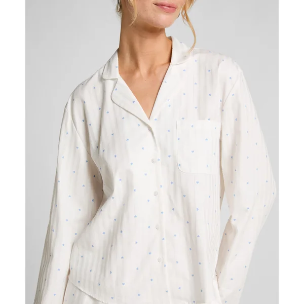 Haut de Pyjama Jacquard Manches Longues - Bleu