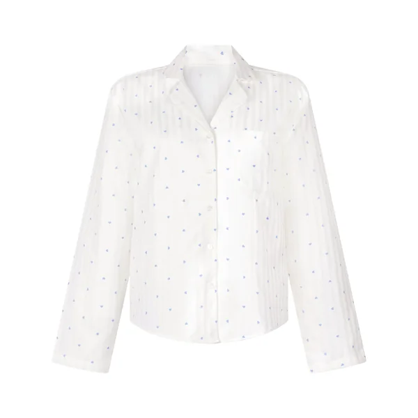 Haut de Pyjama Jacquard Manches Longues - Bleu