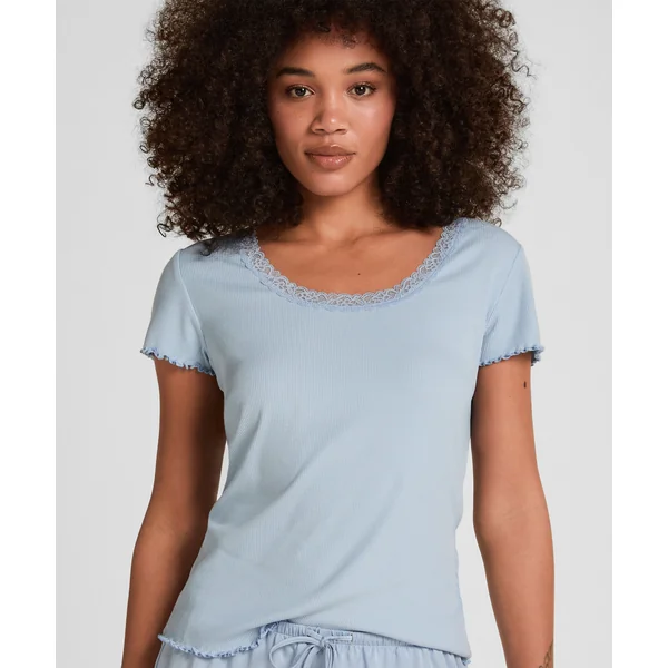 Haut de Pyjama Jersey Côtelé - Bleu