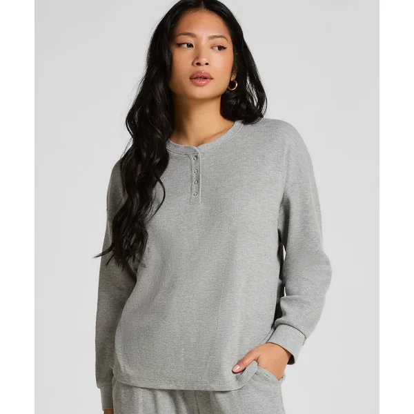 Haut gaufre Henley - Gris