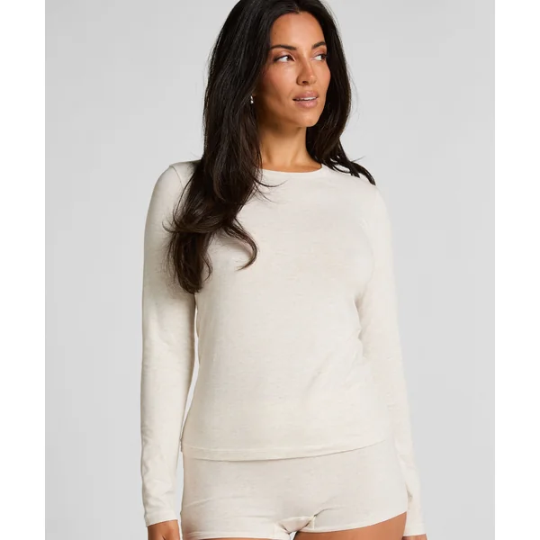 Haut à manches longues en coton doux - Beige