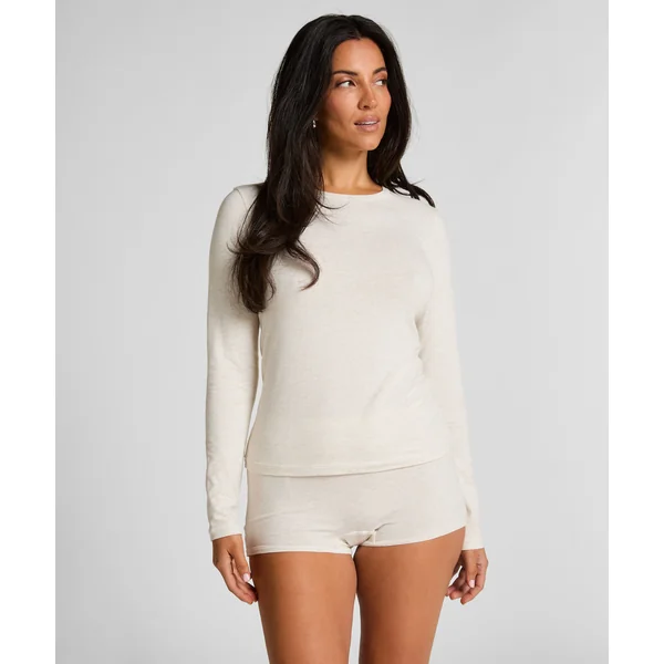 Haut à manches longues en coton doux - Beige