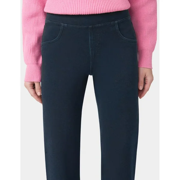 Hue - Legging droit à taille haute en denim Dark Rinse Wash Small