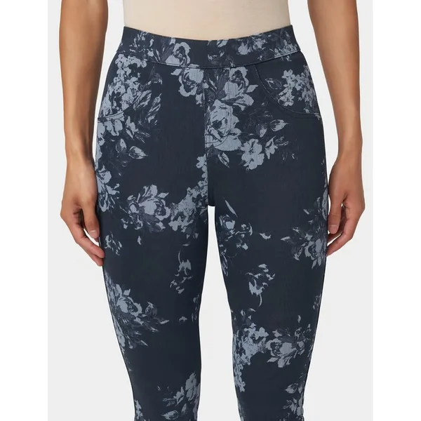 Hue - Legging très doux en denim avec motif de roses Crown Blue Small