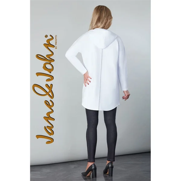 Jane&John by par Tricotto - Cardigan long fancy avec capuchon Blanc Large
