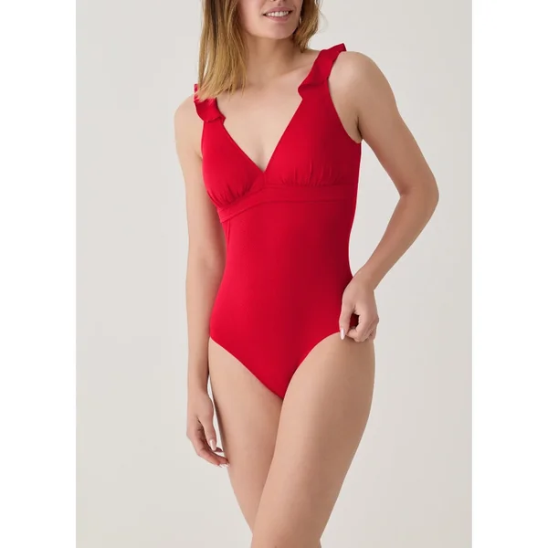 Janine Robin - Maillot une pièce coupé sous poitrine C-D-E Rouge 12 Bellagio