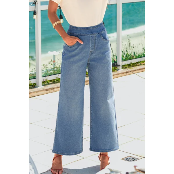 Jean bleu taille élastique