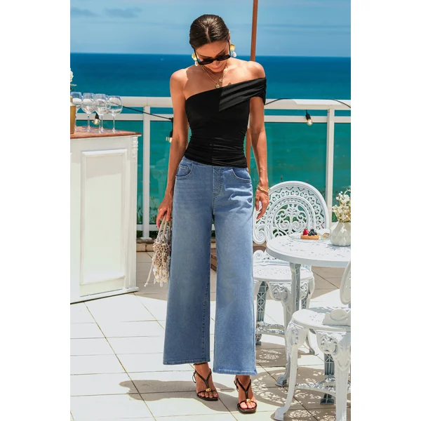 Jean bleu taille élastique