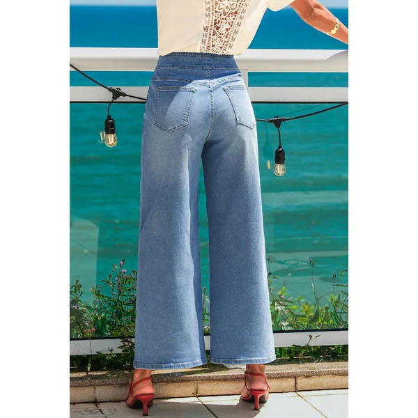 Jean bleu taille élastique