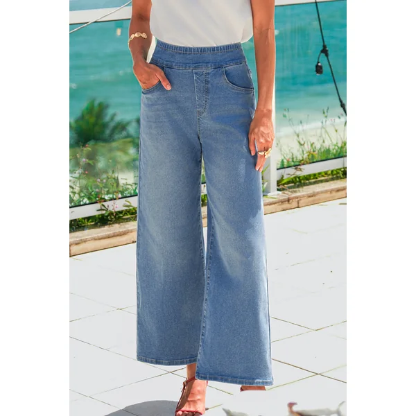 Jean bleu taille élastique