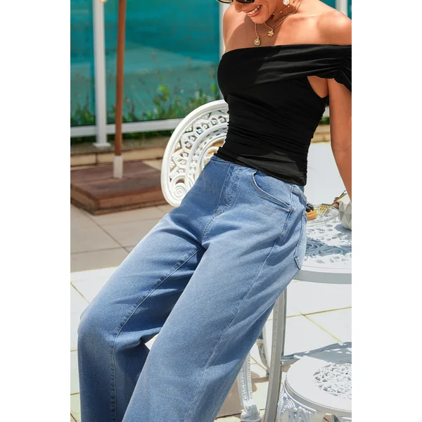Jean bleu taille élastique