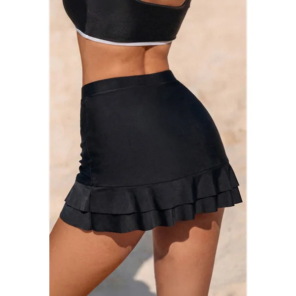 Jupe de bain noire ourlet asymétrique